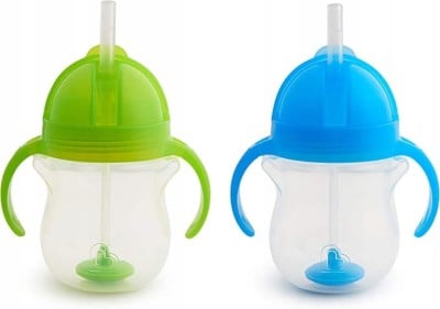 MUNCHKIN Tip&amp;Sip auslaufsicherer Becher 6M+ 207ml, Strohhalm x2