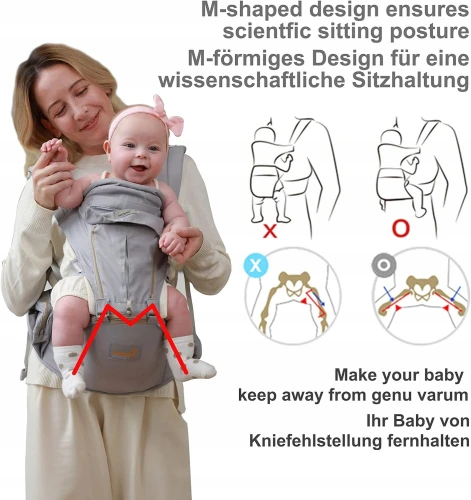 GROWNSY ergonomische Babytrage mit Hüftgurt 6in1