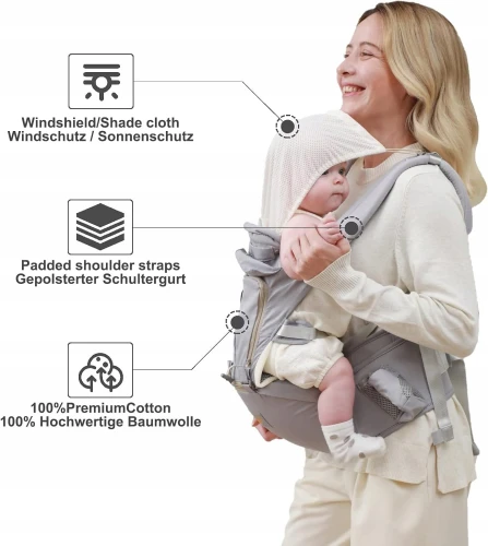 GROWNSY ergonomische Babytrage mit Hüftgurt 6in1