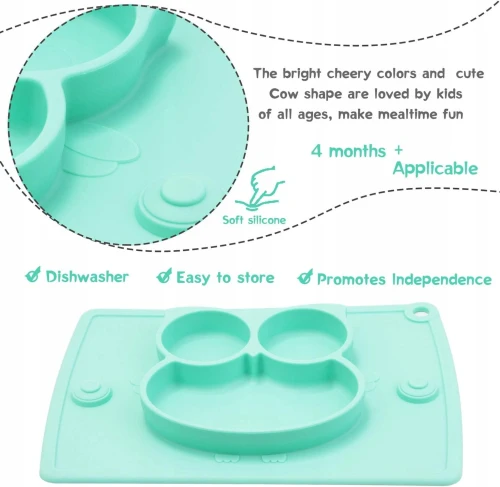 BUMKINS Silikonteller mit Matte und Besteck