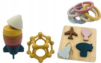 LITTLE NANOO Silikon Spielzeug Set sensorisch 18 Teile 6 m+