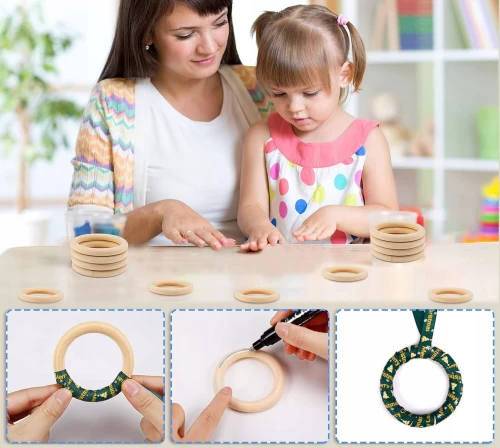 ROSEWINEC Holz Beißring DIY Armband Spielring 1 Stück