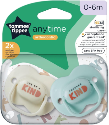 TOMMEE TIPPEE AnyTime Schnuller Beruhigung x2 0-6msc ORTHODONTISCH