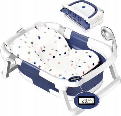 GLENMORE faltbare Babybadewanne mit Ablauf und Thermometer
