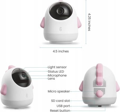 SIMSHINE Baby Pro Kamera 2K FHD 360° Babyphone iOS Android + Halterung