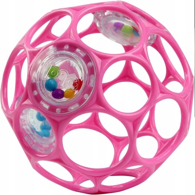 BRIGHT STARTS Oball Rattle Silikon-Greifling Beißring Rassel 10 cm