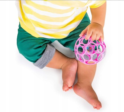 BRIGHT STARTS Oball Rattle Silikon-Greifling Beißring Rassel 10 cm