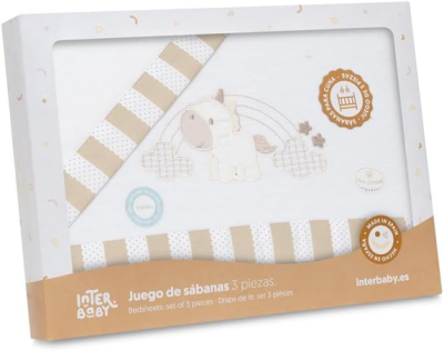 INTERBABY 3-teiliges Bettwäscheset 60x120 40x60 110x155