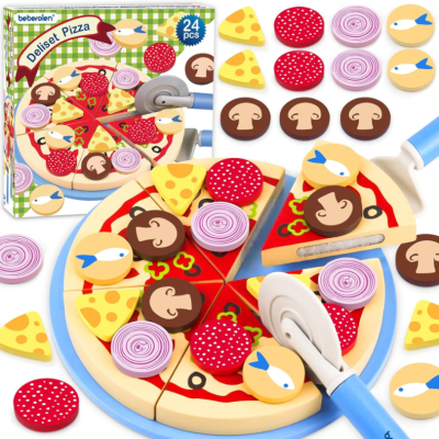 BEBEROLEN Holz Pizza Set PIZZERIA 24 tlg