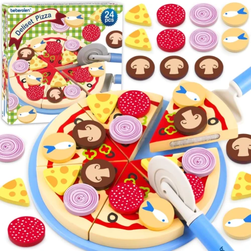 BEBEROLEN Holz Pizza Set PIZZERIA 24 tlg