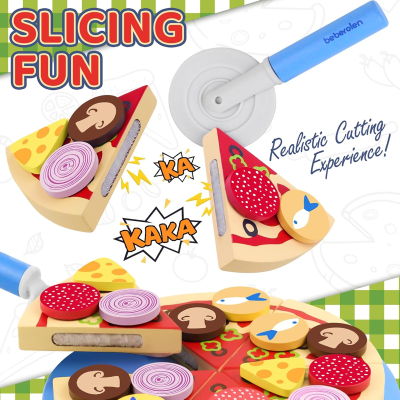 BEBEROLEN Holz Pizza Set PIZZERIA 24 tlg