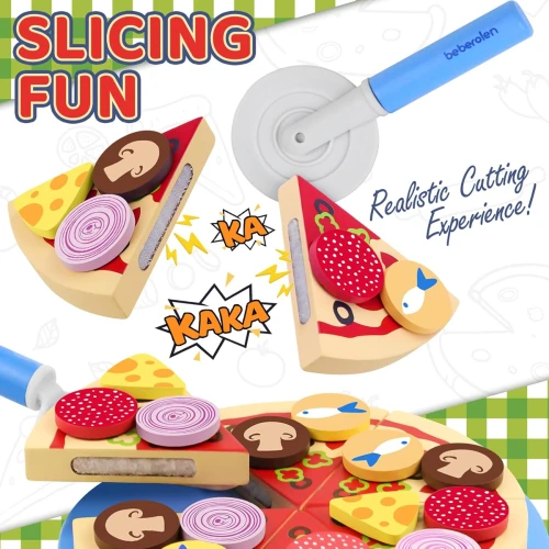 BEBEROLEN Holz Pizza Set PIZZERIA 24 tlg