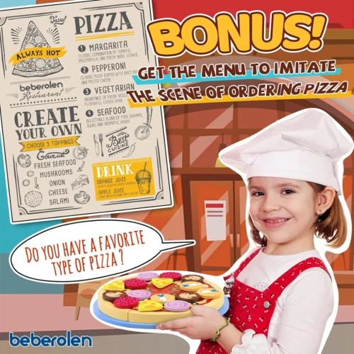 BEBEROLEN Holz Pizza Set PIZZERIA 24 tlg