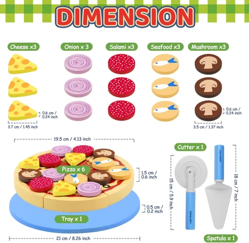 BEBEROLEN Holz Pizza Set PIZZERIA 24 tlg