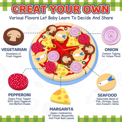 BEBEROLEN Holz Pizza Set PIZZERIA 24 tlg