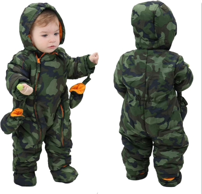 JIAMY Winteroverall mit Kapuze 9-12 Monate plus Handschuhe Schuhe