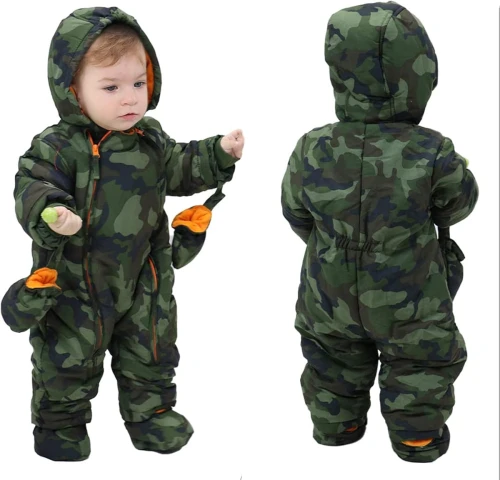 JIAMY Winteroverall mit Kapuze 9-12 Monate plus Handschuhe Schuhe