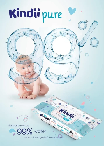 KINDII Pure Water 99 Feuchttücher mit Wasser x60