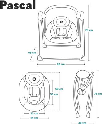 LIONELO PASCAL Babywippe bis 9kg Melodie und Vibration