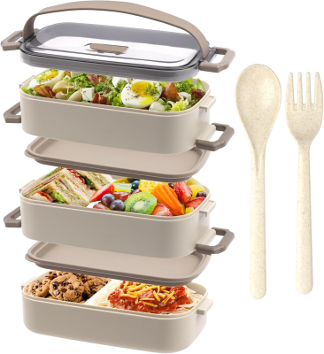 LUNCHBOX Brotdose mit drei Fächern und Besteck 2200ml