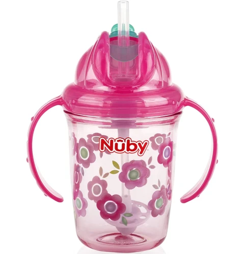 NUBY Flip-it Cup Trinklernbecher mit Strohhalm 12 m+ 240 ml