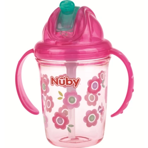 NUBY Flip-it Cup Trinklernbecher mit Strohhalm 12 m+ 240 ml