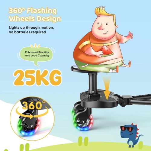 BUGGY BOARD dostawka do wózka uniwersalna do 25 kg KOŁA LED