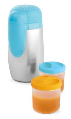 CHICCO Thermos aus Stahl + 2 Behälter 5h