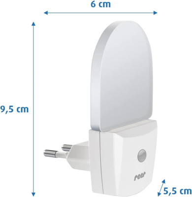 REER NightGuide LED-Nachtlicht fĂĽr Steckdose, Dunkelheitssensor 6 x 9,5 cm