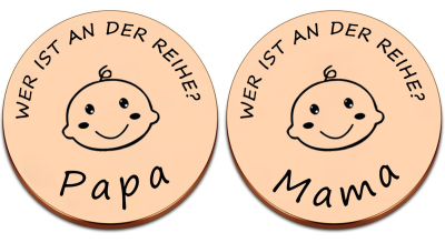 KIYOYI Stahl-Entscheidungsmünze Mama oder Papa 3 cm