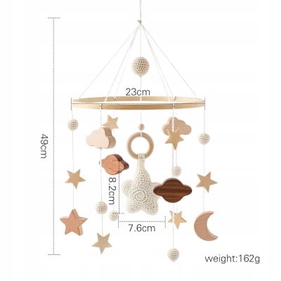 SWECOMZE Holz-Stoff-Mobile für Babybett BOHO