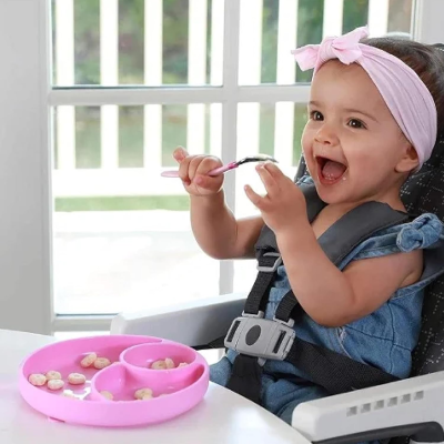 CHICCO Easy Menu Silikonteller mit Saugnapf, dreigeteilt, 12M+