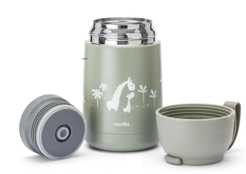 NUVITA 4475 Edelstahl Speise-Thermobehälter 620 ml 0+ GIRAFFEN