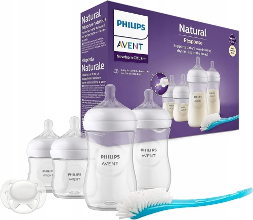 PHILIPS AVENT Natural Response Set mit 4 Flaschen, Schnuller und Bürste