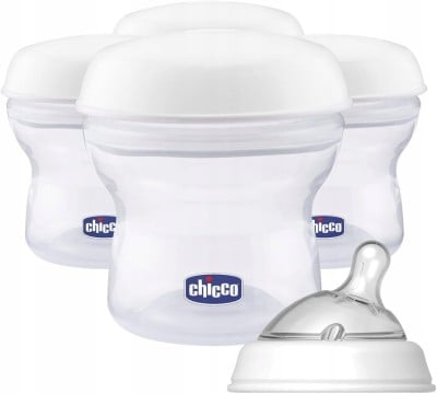 CHICCO Milchbehälter 4 x 150 ml + Sauger mit Schraubverschluss