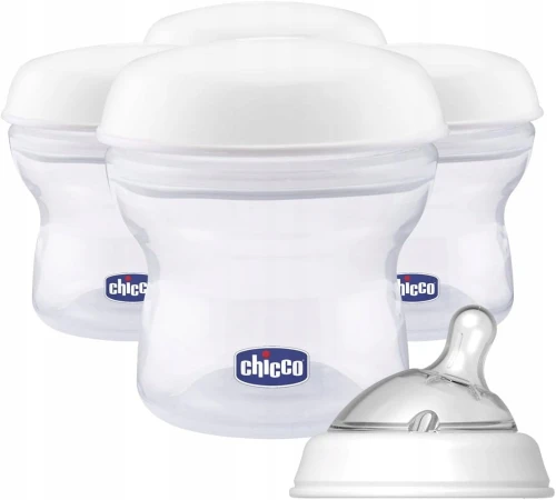 CHICCO Milchbehälter 4 x 150 ml + Sauger mit Schraubverschluss