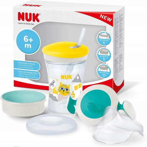 NUK Trinklernset Becher + 3 Trinkaufsätze