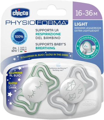 CHICCO PhysioForma Schnuller x2 16-36m LEUCHTEND