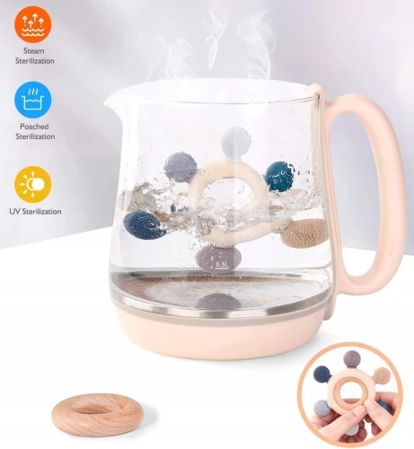 AKOLIK Silikon-Holz Beißring Massage 10,8 cm 3M+