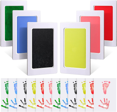 OUTUS 6 Kissen und 12 Karten für Hand- und Fußabdrücke 8 x 12,5 cm