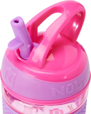 NUBY Hard Straw Cup Tritan Trinkflasche mit Strohhalm 3 l+ 360 ml BLUMEN