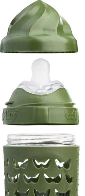 HEROBILITY Hero Eco Glasflasche mit Hülle 220 ml 6 m+ Sauger M