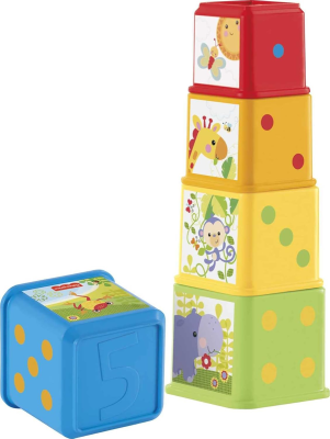 FISHER-PRICE Stapel- &amp; Entdeckerblöcke Bausteine in verschiedenen Größen 5 Stück