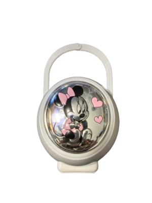 VALENTI DISNEY Minnie Schnullerbox mit Kette PVD-Beschichtung (Silber)