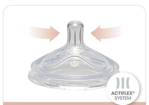 NIP First Moment Flasche mit Sauger Größe M mittlerer Durchfluss 270 ml ACTIFLEX