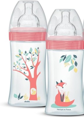 DODIE Flasche 270 ml Sauger 2 mittlerer Durchfluss 0-6 Monate FUCHS und HASE