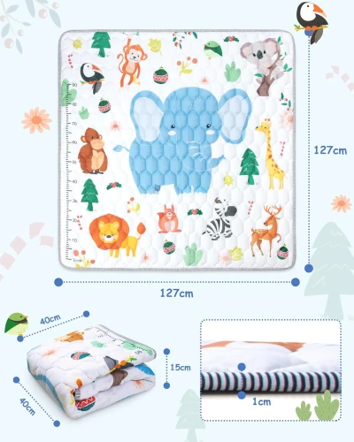 FUNSLAND Spielmatte für Babys mit Wachstumsskala 127x127cm