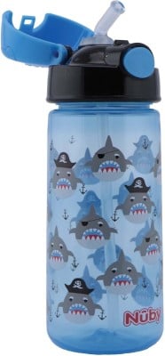 NUBY Strohhalmbecher Tritan Trinkflasche mit Strohhalm 4 Monate+ 540 ml HAI