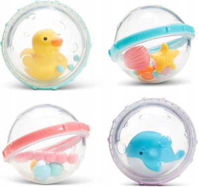 MUNCHKIN Float &amp; Play Bälle mit Rasseln für die Badewanne 4 Stück
