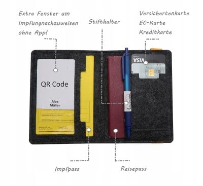 LEYMOON Organizer-Etui für Dokumente Impfkarte